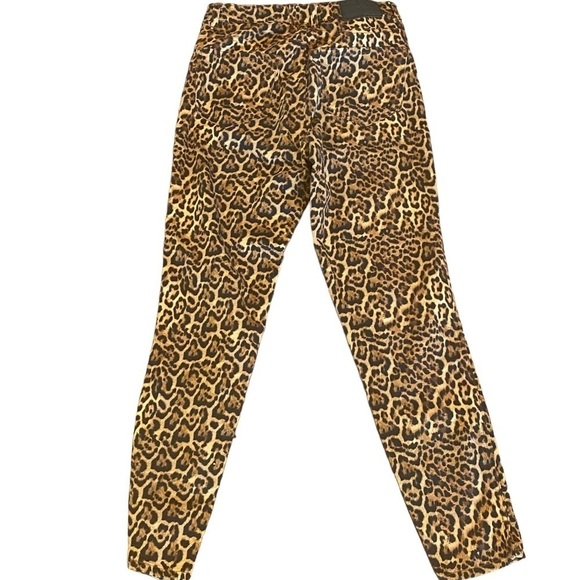 Zara Y2K Leopard Print Jeans Size 6 Emblem 90s Graffiti High Rise Zipper - Picture 5 of 9